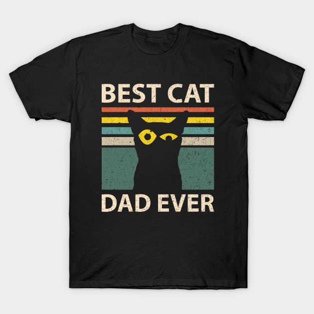 Vintage Best Cat Dad Ever T-Shirt by Mandegraph